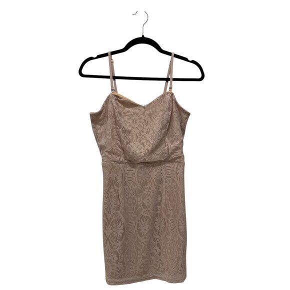 DRESS THE POPULATION Women's Lace Mini Pink Dress LARGE - Picture 2 of 5